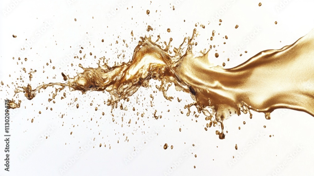Poster dynamic gold splash action studio setting high- image clean environment close-up view fluid art conc