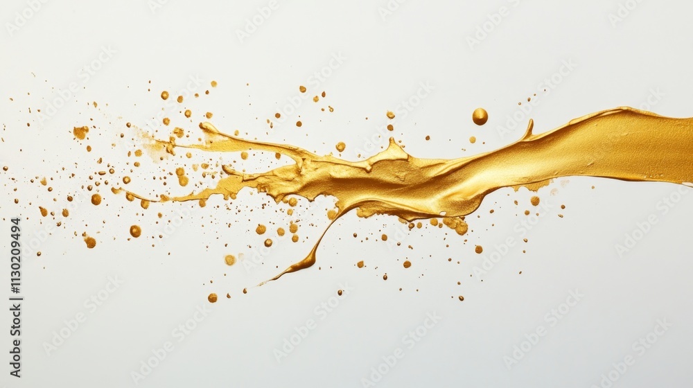 Poster dynamic gold liquid splash action studio setting high- image minimalist environment close-up view vi