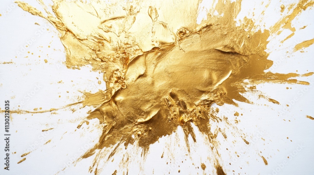Poster dynamic gold paint splash art studio setting abstract design vibrant colors close-up view creative e