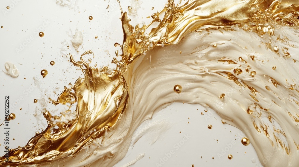 Poster dynamic gold splash action studio high- image creative environment close-up viewpoint fluid art conc