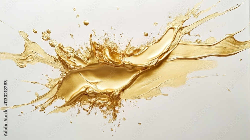 Poster dynamic gold paint splash action studio abstract art clean environment close-up visual expression fo