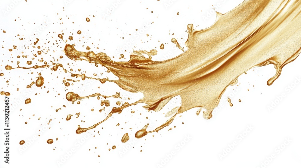 Poster dynamic gold liquid splash studio setting high-resolution image isolated background abstract concept