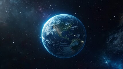 Obraz premium Satellite orbiting Earth with space debris.