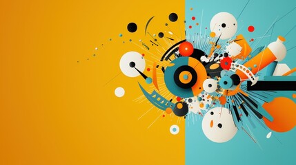 A depiction of scientific instruments morphing into abstract art.