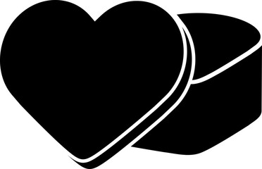 Heart shaped gift box  silhouette.
Opened Heart shaped Valentine's Day gift box  silhouette.
Transparent background.