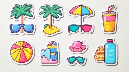 Summer Stickers: Adorable and colorful summer stickers, perfect for vacations, beach relaxation and summer fun! 
