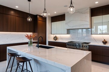 Obraz premium Stunning White Stone Slab Countertops for Contemporary Interior Design