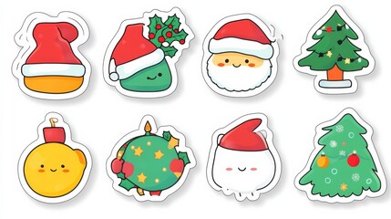 Fototapeta premium Cute Christmas Stickers Collection 