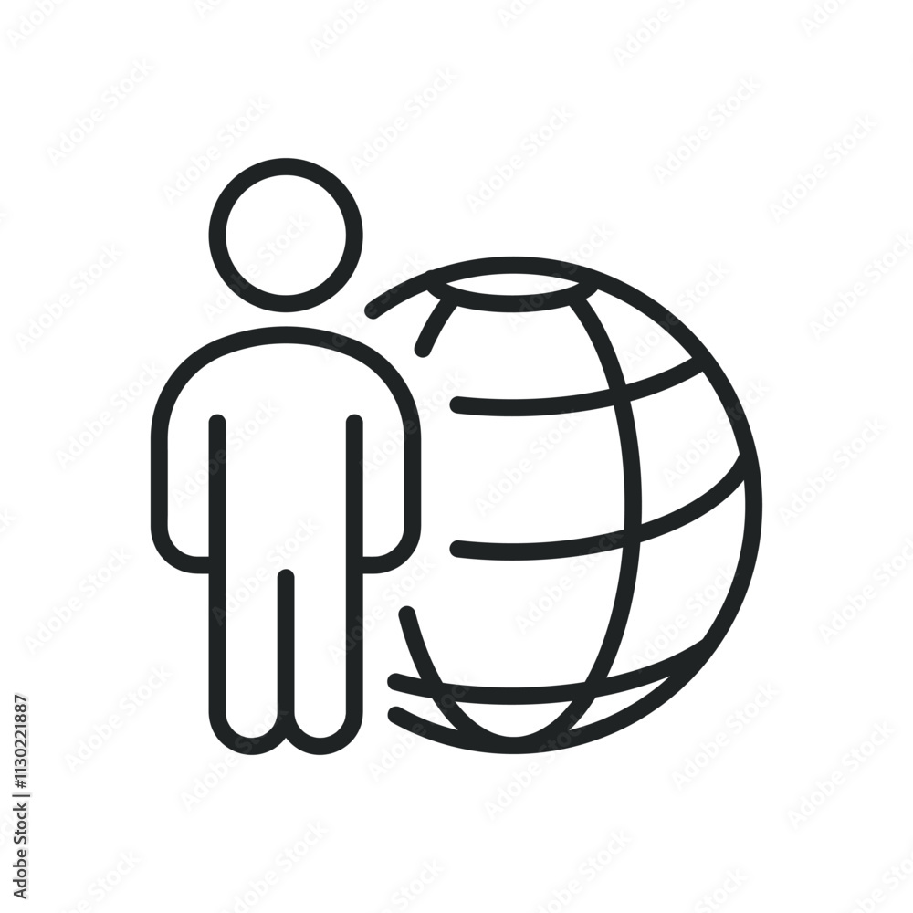 Poster global connection thin line icons. editable stroke and perfect pixel on transparent background