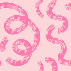 Obraz premium Seamless abstract pattern with squiggles and scribbles. Weaved curved lines. Chaotic ink scribbles decorative texture. Messy doodles, wavy and curly lines.