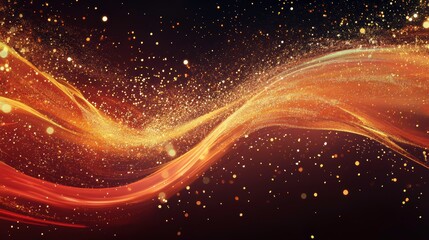 Obraz premium vibrant abstract background featuring golden swirls and sparkling particles, creating sense of elegance and celebration. Perfect for festive themes and artistic designs