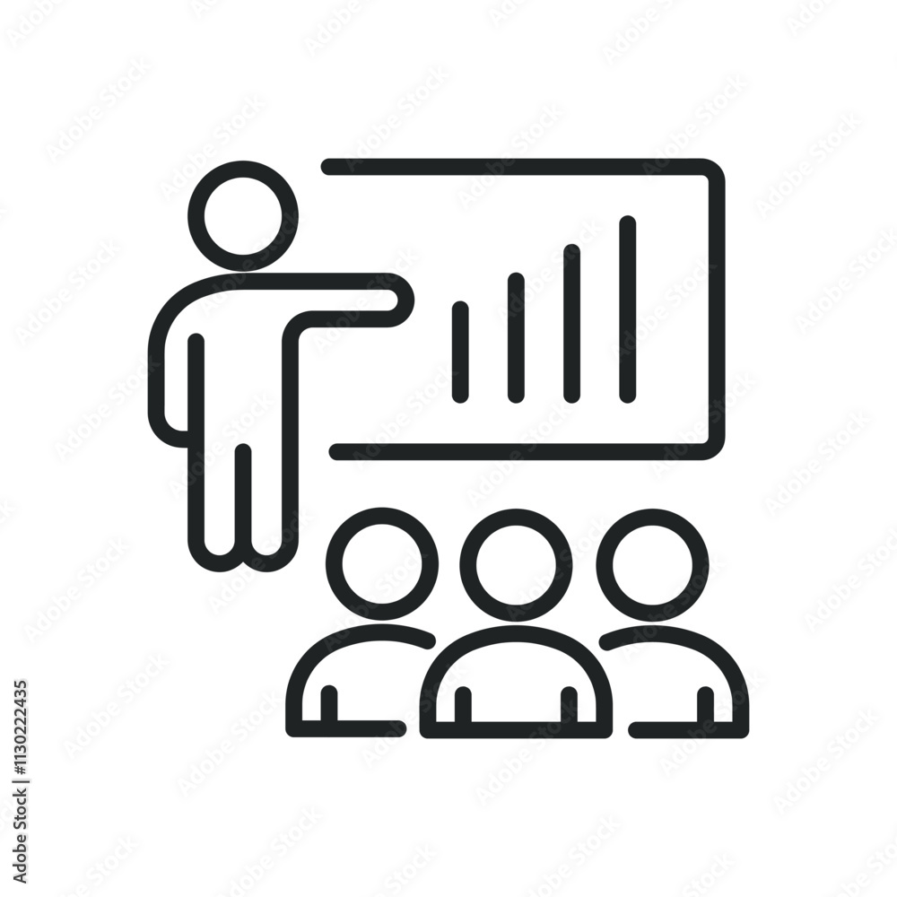 Poster presentation thin line icons. editable stroke and perfect pixel on transparent background