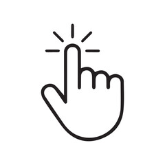 Fototapeta premium Click here icon set in line style. Hand click, finger, Touch screen, pointer, cursor, gesture, mouse press push simple black style symbol sign for apps and website, vector illustration.