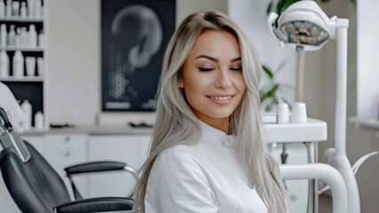 portrait of beautiful woman cosmetologist in modern beauty salon