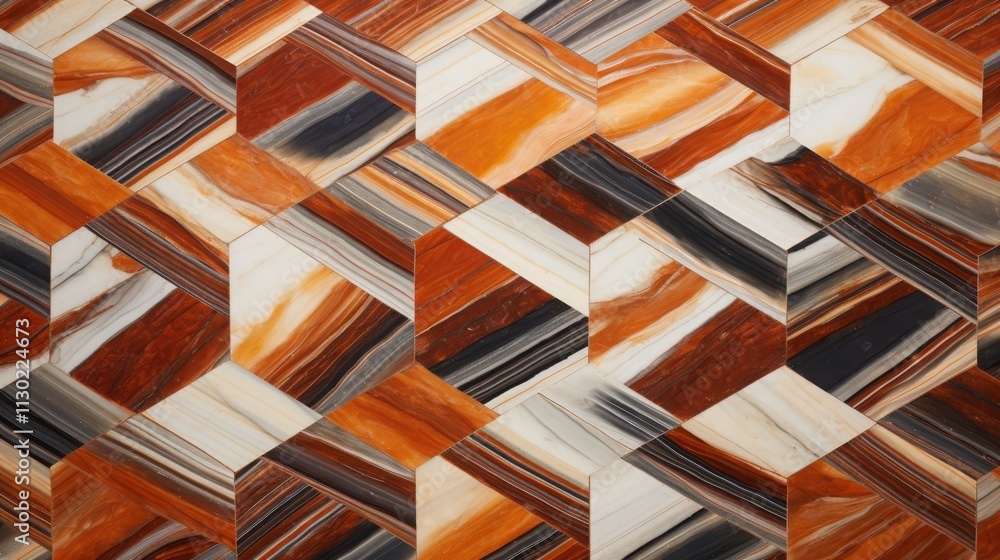 Poster abstract hexagonal pattern in brown and white stone