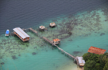 Paradise scenic view of Tun Sakaran Marine Park from the peak of Bohey Dulang island, Semporna,...