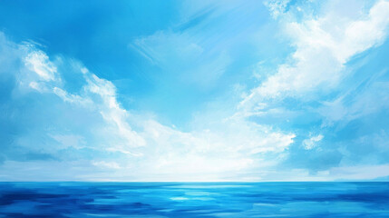 青い海の油絵　Generative AI