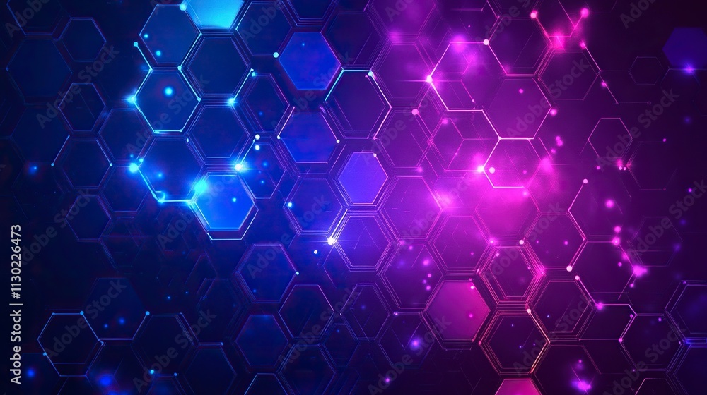 Aufkleber illustrations of dot connecting world map purple and blue hexagonal network pattern digital hi tech 