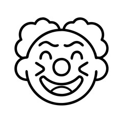 laughing clown icon, fools day line art, april fools icon - simple black line art icon of laughing clown, for april fools celebrations fools day vector art 