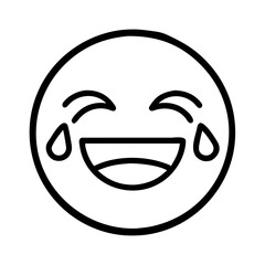 Obraz premium laughing face with tears icon, fools day line art, april fools icon - simple black line art icon of laughing face with tears, for april fools celebrations fools day vector art 
