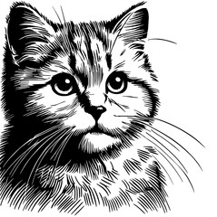 Cat portrait sketch silhouette