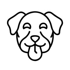 Fototapeta premium dog licking face icon, pet day line art, pet day icon - simple black line art icon of dog licking face, for pet day celebrations pet day vector art 