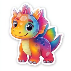 Fototapeta premium Rainbow Dragon: A whimsical illustration of a cute, colorful dragon, perfect for children's books, websites, or educational materials.