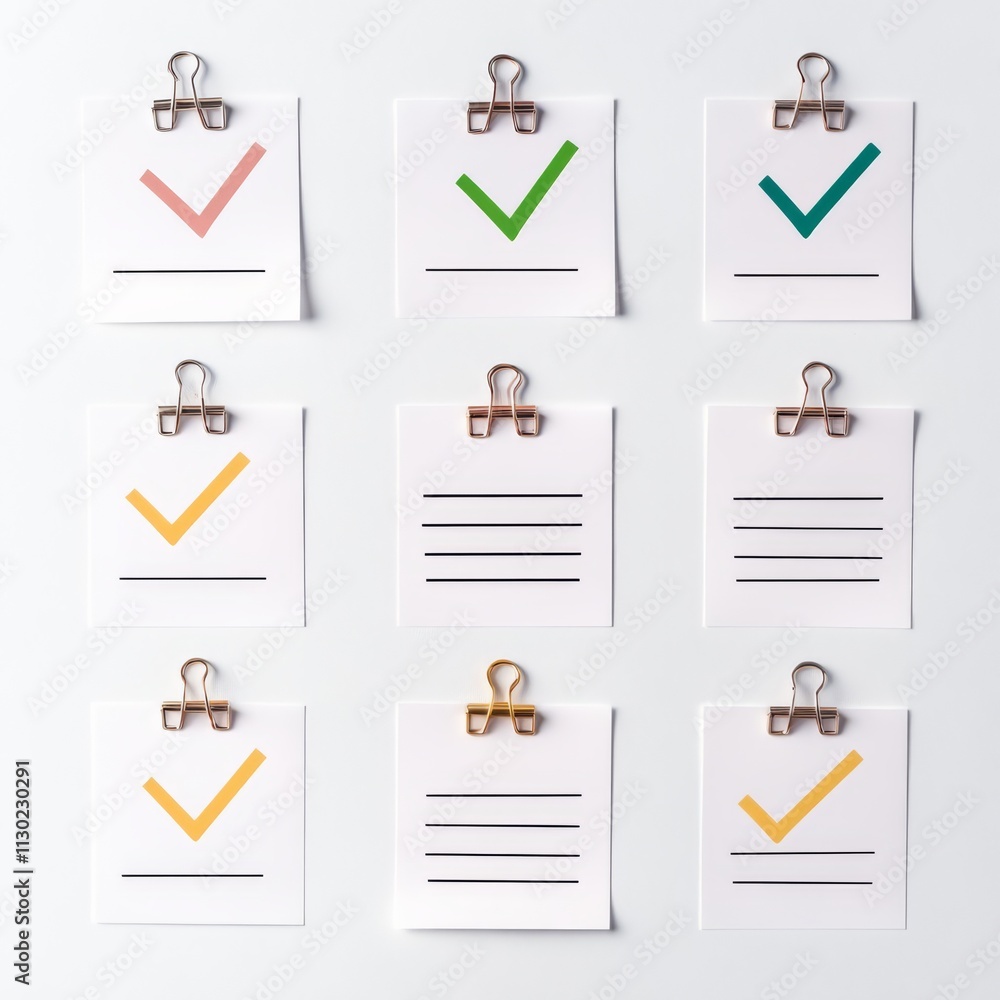 Aufkleber checklist success: a visual representation of productivity and task management. nine white notepads 