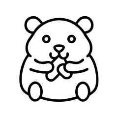 Obraz premium hamster with treat icon, pet day line art, pet day icon - simple black line art icon of hamster with treat, for pet day celebrations pet day vector art 