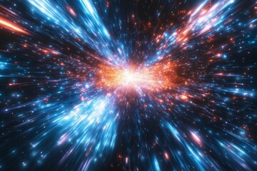 Obraz premium Abstract light streaks converge, glowing brightly.