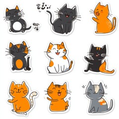 Fototapeta premium Cute Cats Stickers Collection 