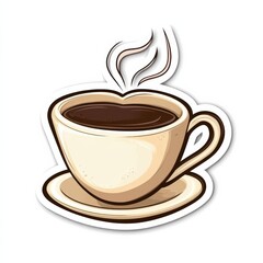 Coffee Break: A cartoon illustration of a steaming cup of coffee, perfect for adding a touch of warmth and comfort to your designs.