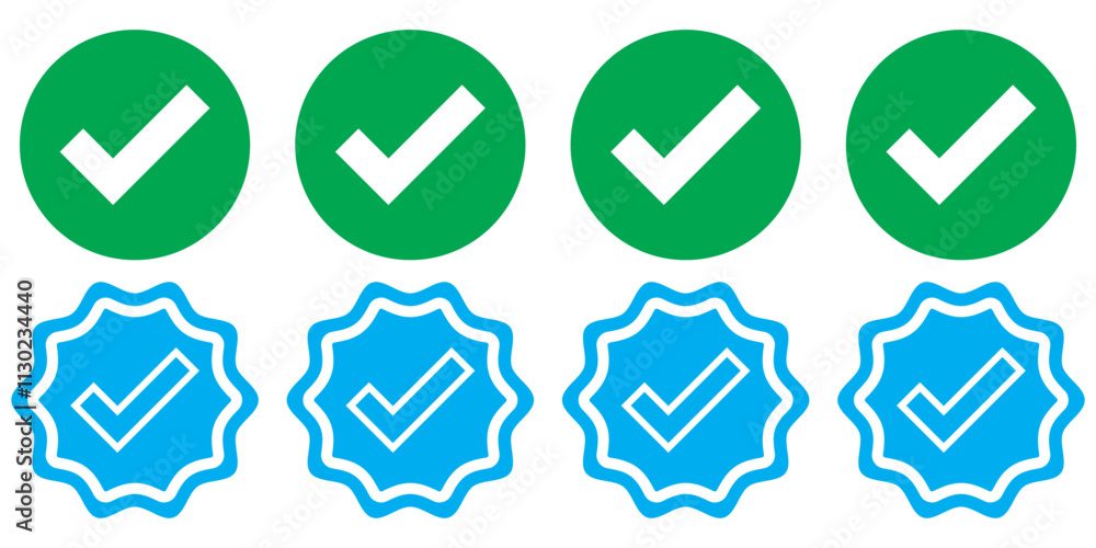 Poster check mark icon vector set. check box icon with right or yes checkmark icons. tick box, checkbox sym