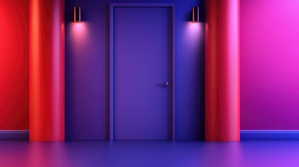 Vibrant doorway scene modern interior digital artwork colorful environment perspective view contemporary design concept