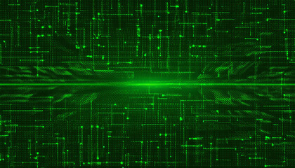 Fototapeta premium 緑のサイバー空間のようなデジタルイメージ背景