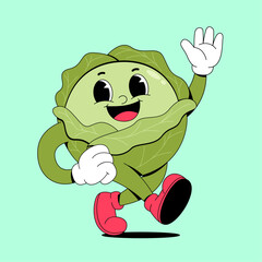Walking cabbage cartoon mascot