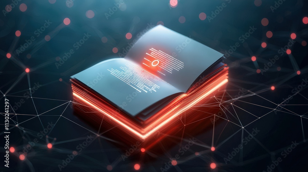 Poster a glowing geometric ai interface reading encrypted documents.