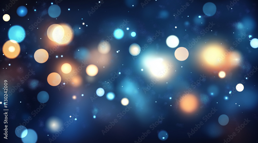 Aufkleber a glowing dark blue abstract scene with scattered luminous particles and mesmerizing bokeh effects, 