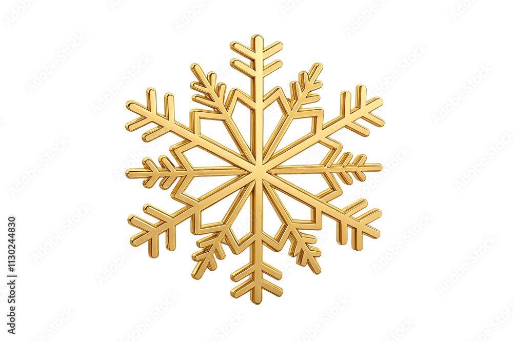 Poster a contemporary golden snowflake with bold, interlocking branches and a visually striking pattern