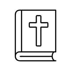 Obraz premium bible with cross icon, easter day line art, easter day icon - simple black line art icon of bible with cross, for easter day celebrations. easter day vector art.