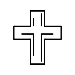 Obraz premium cross icon, easter day line art, easter day icon - simple black line art icon of cross, for easter day celebrations. easter day vector art.