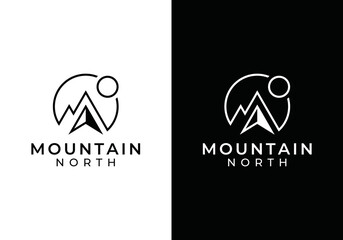 simple line mountain circle with north logo design inspiration