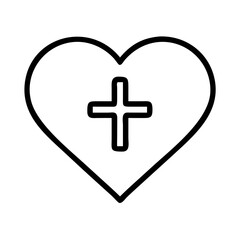 Obraz premium heart with cross icon, easter day line art, easter day icon - simple black line art icon of heart with cross, for easter day celebrations. easter day vector art.
