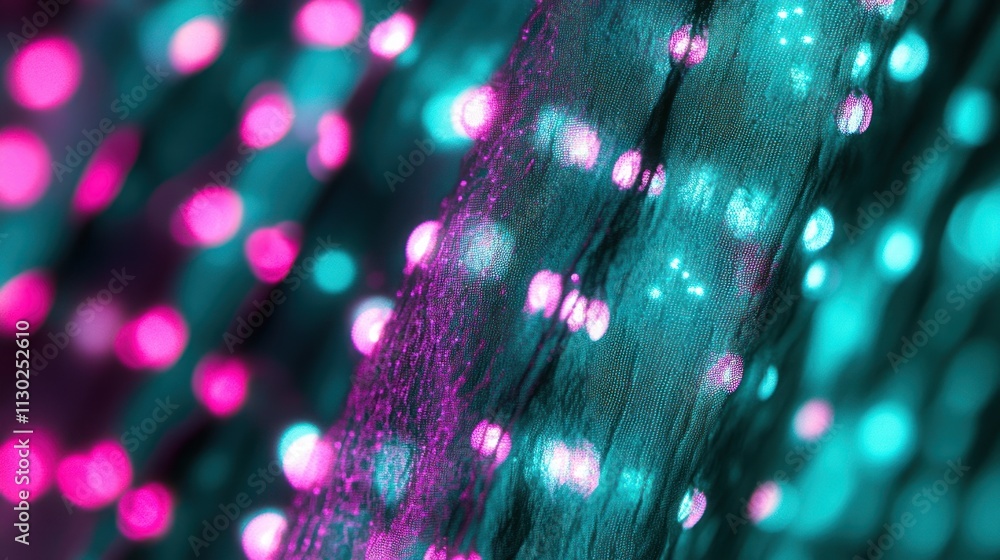 Poster a close-up of colorful lights creating a vibrant, festive atmosphere.