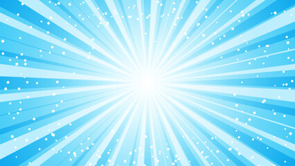 キラキラ輝く水色の放射線　背景イラスト