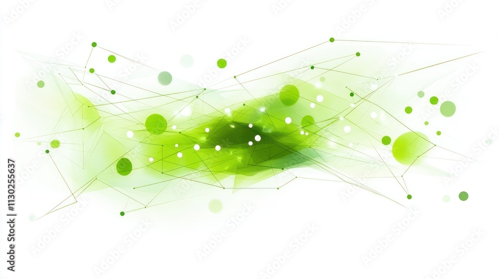 Aufkleber abstract green design with dots and lines, conveying technology and nature themes.