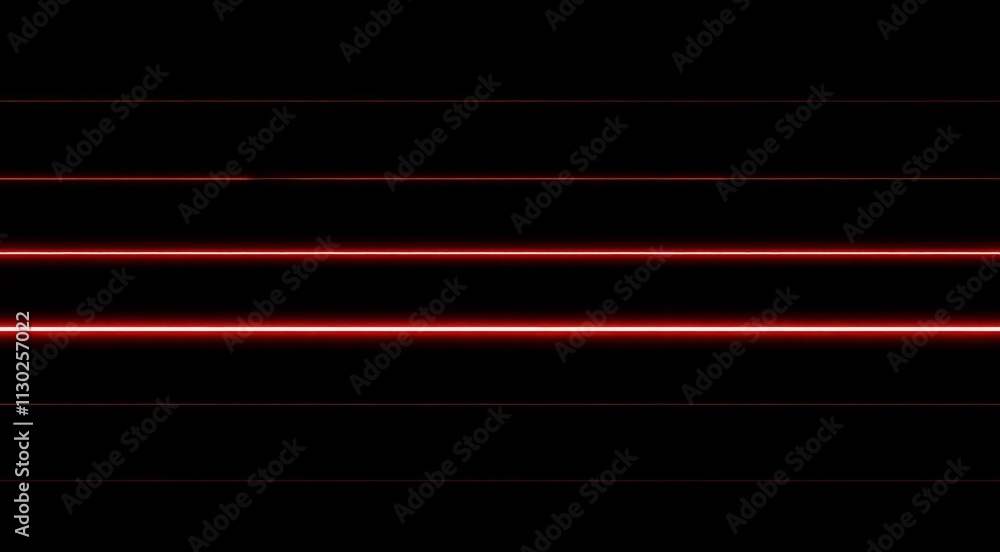Poster horizontal red neon lines on a black background creating an abstract minimalist design