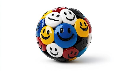 Obraz premium Sphere of Colorful Smiley Faces in 3D Art