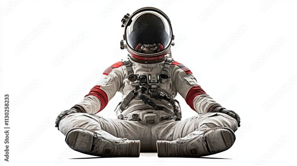 Poster an astronaut seated in a relaxed position, emphasizing space exploration and human curiosity.
