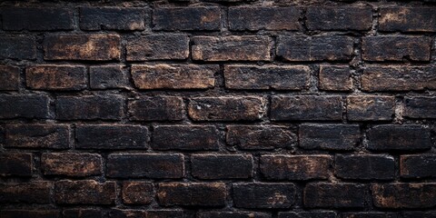 Fototapeta premium Dark brown old bricks wall serves as a versatile background, enhancing the aesthetic appeal of various projects. This dark brown old bricks wall brings texture and character to any setting.